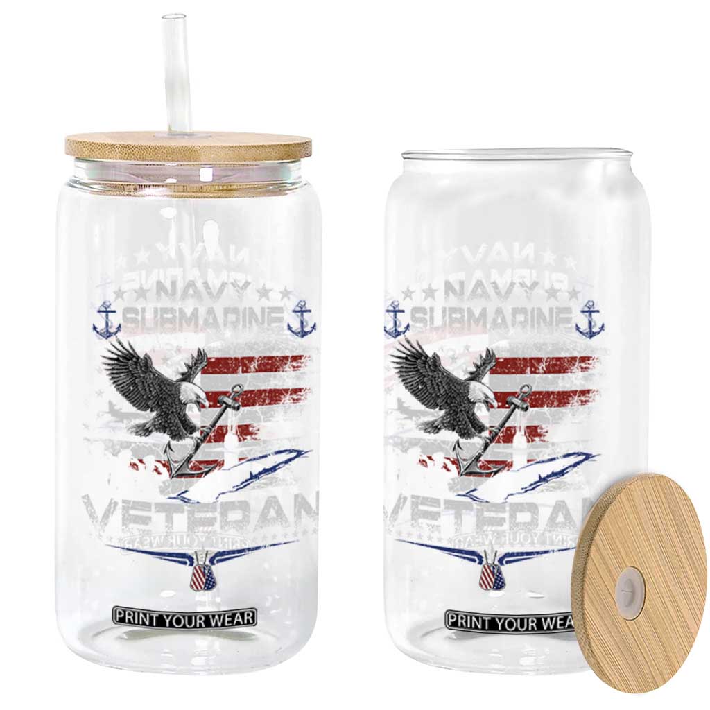 Navy Submarine Veteran Glass Can Military Patriotic Vintage American Flag TS11 Print Your Wear