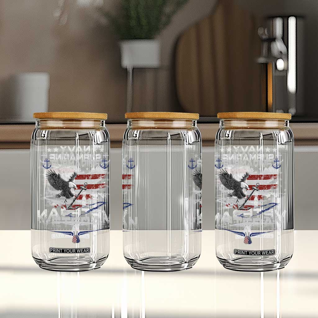 Navy Submarine Veteran Glass Can Military Patriotic Vintage American Flag TS11 Print Your Wear