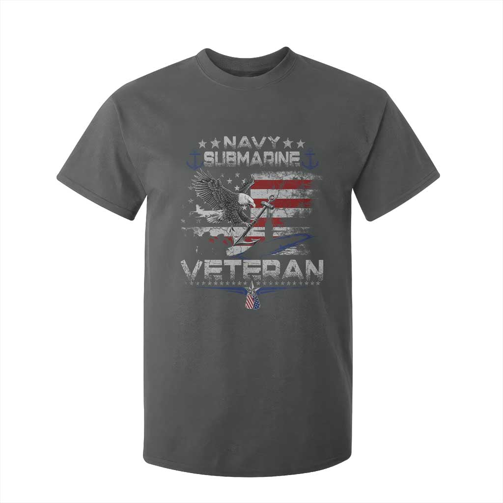 Navy Submarine Veteran T Shirt For Kid Military Patriotic Vintage American Flag TS11 Dark Heather Print Your Wear