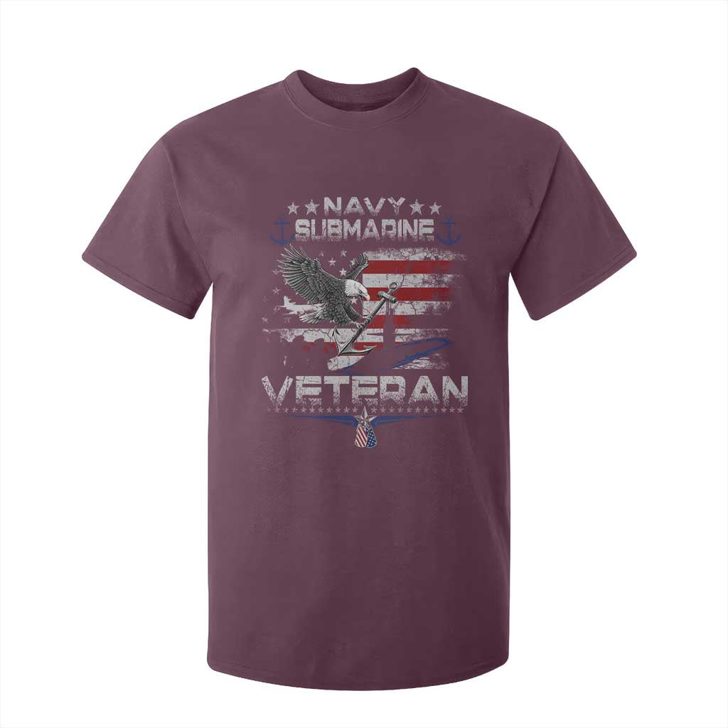 Navy Submarine Veteran T Shirt For Kid Military Patriotic Vintage American Flag TS11 Maroon Print Your Wear