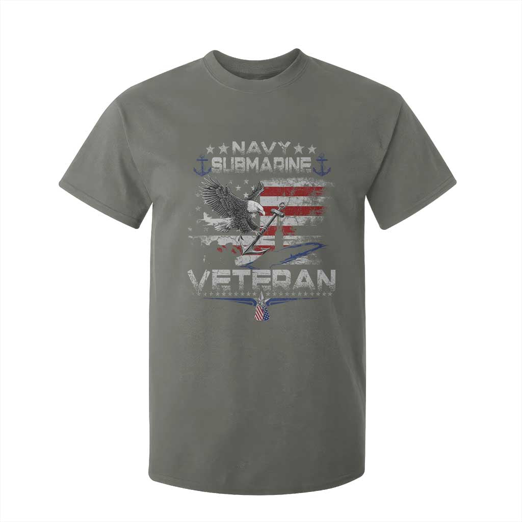 Navy Submarine Veteran T Shirt For Kid Military Patriotic Vintage American Flag TS11 Military Green Print Your Wear