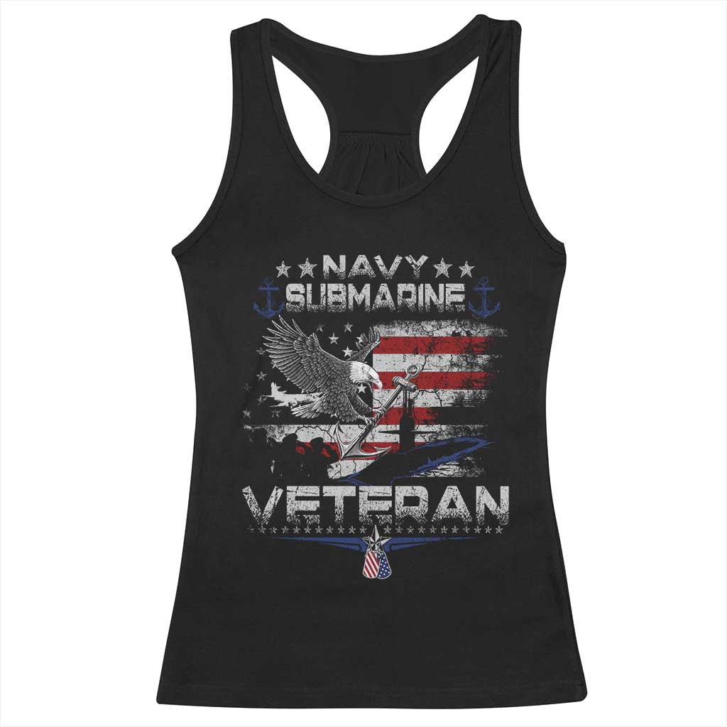 Navy Submarine Veteran Racerback Tank Top Military Patriotic Vintage American Flag TS11 Black Print Your Wear