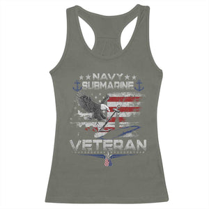 Navy Submarine Veteran Racerback Tank Top Military Patriotic Vintage American Flag TS11 Military Green Print Your Wear
