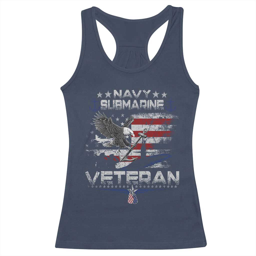 Navy Submarine Veteran Racerback Tank Top Military Patriotic Vintage American Flag TS11 Navy Print Your Wear