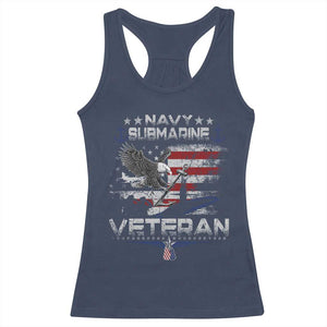 Navy Submarine Veteran Racerback Tank Top Military Patriotic Vintage American Flag TS11 Navy Print Your Wear
