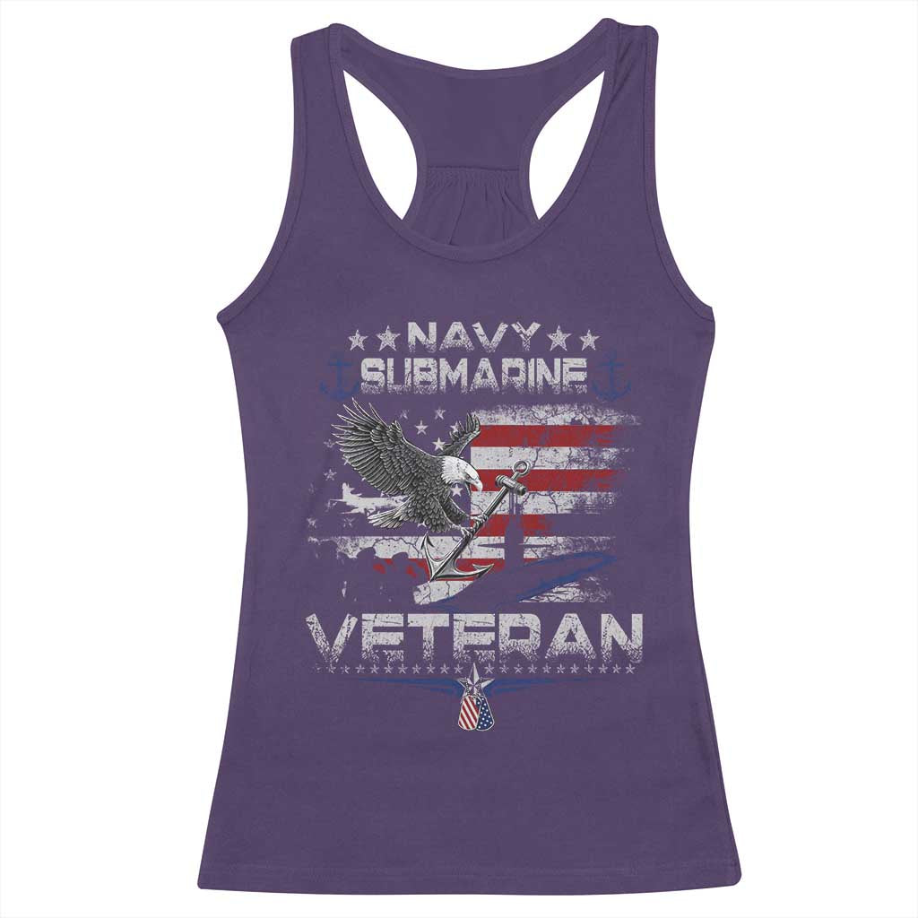 Navy Submarine Veteran Racerback Tank Top Military Patriotic Vintage American Flag TS11 Purple Print Your Wear