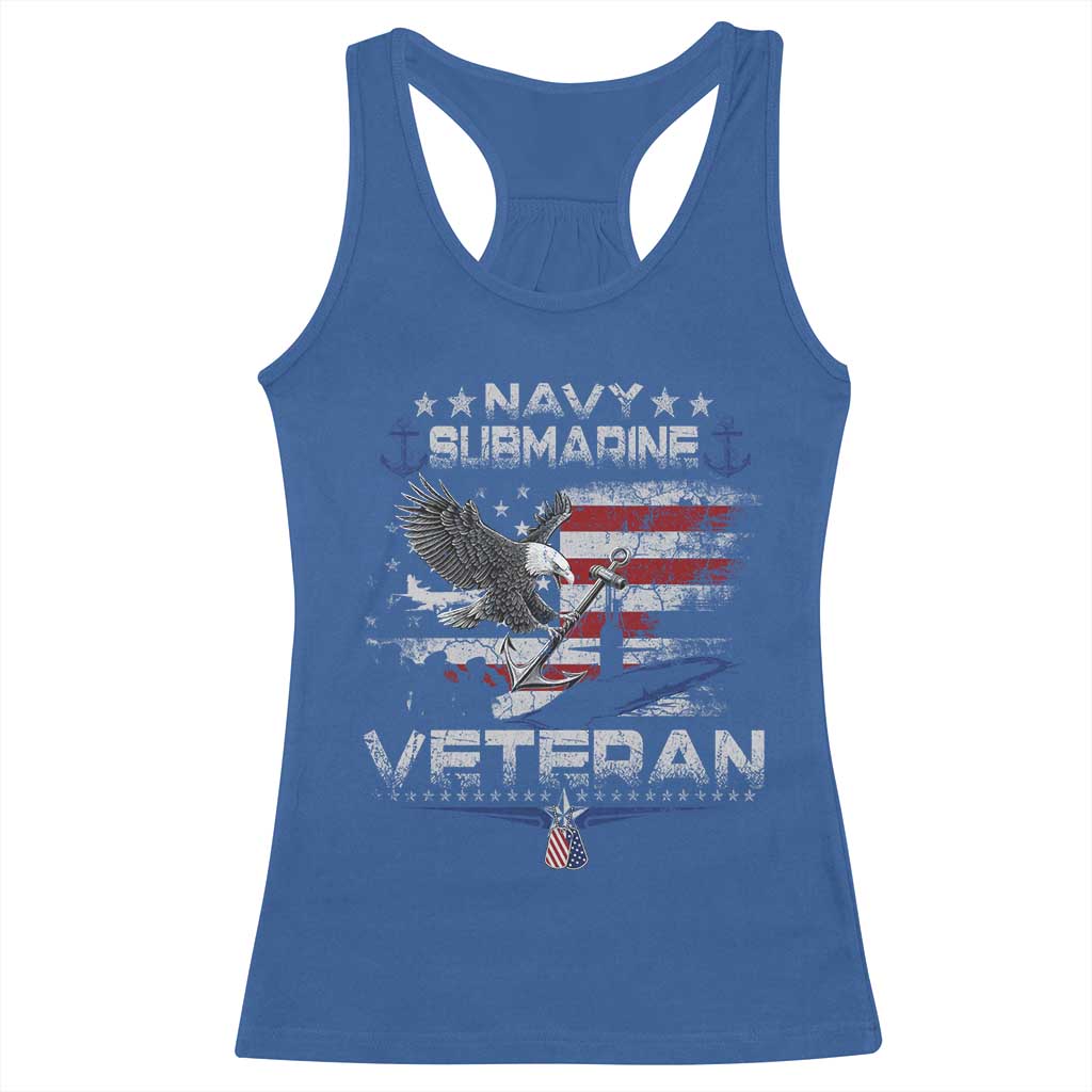 Navy Submarine Veteran Racerback Tank Top Military Patriotic Vintage American Flag TS11 Royal Blue Print Your Wear