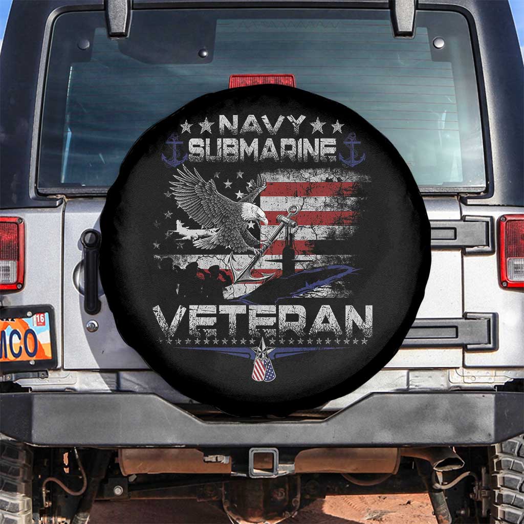 Navy Submarine Veteran Spare Tire Cover Military Patriotic Vintage American Flag TS11 No hole Black Print Your Wear