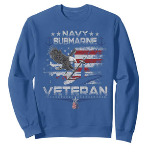 Navy Submarine Veteran Sweatshirt Military Patriotic Vintage American Flag TS11 Royal Blue Print Your Wear
