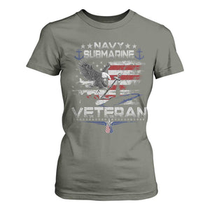Navy Submarine Veteran T Shirt For Women Military Patriotic Vintage American Flag TS11 Military Green Print Your Wear