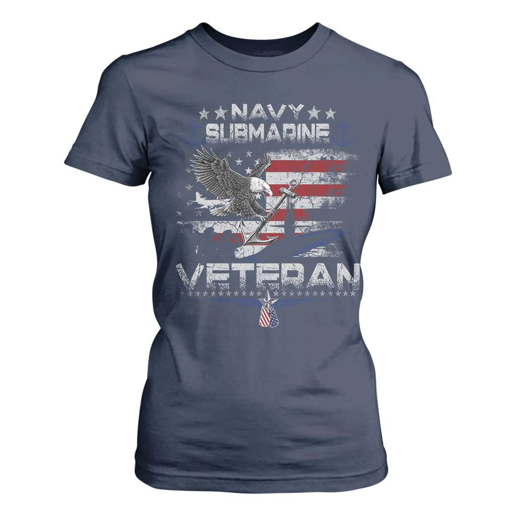 Navy Submarine Veteran T Shirt For Women Military Patriotic Vintage American Flag TS11 Navy Print Your Wear