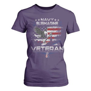 Navy Submarine Veteran T Shirt For Women Military Patriotic Vintage American Flag TS11 Purple Print Your Wear