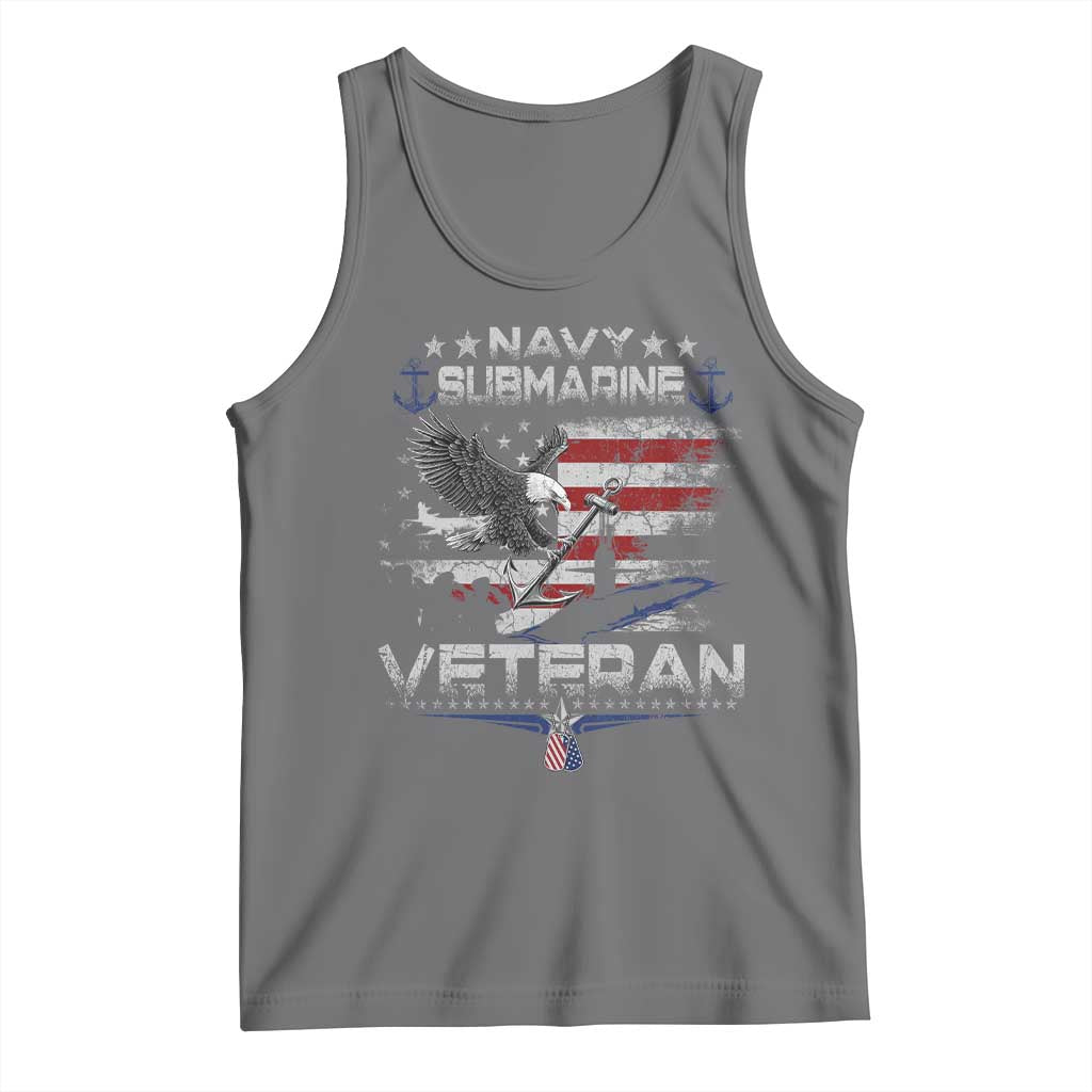 Navy Submarine Veteran Tank Top Military Patriotic Vintage American Flag TS11 Black Heather Print Your Wear