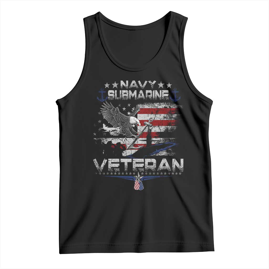 Navy Submarine Veteran Tank Top Military Patriotic Vintage American Flag TS11 Black Print Your Wear