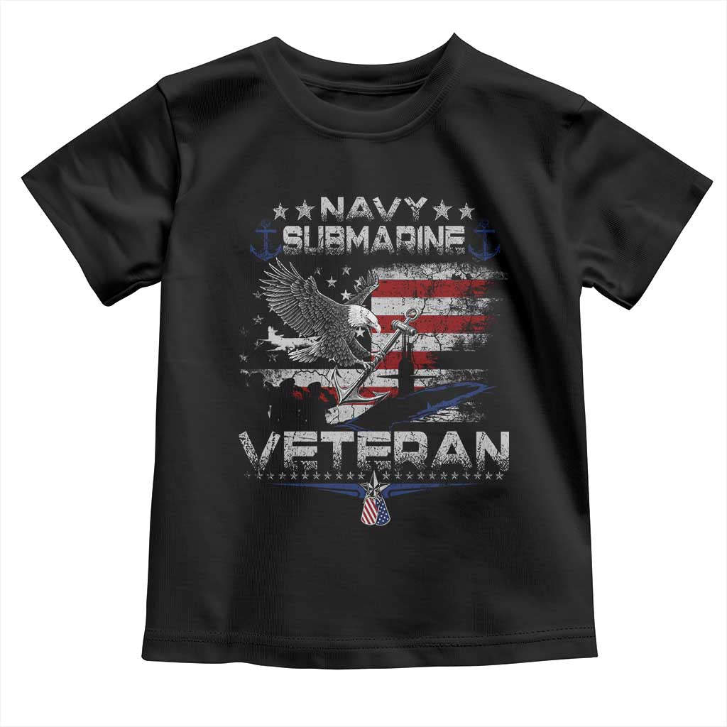 Navy Submarine Veteran Toddler T Shirt Military Patriotic Vintage American Flag TS11 Black Print Your Wear