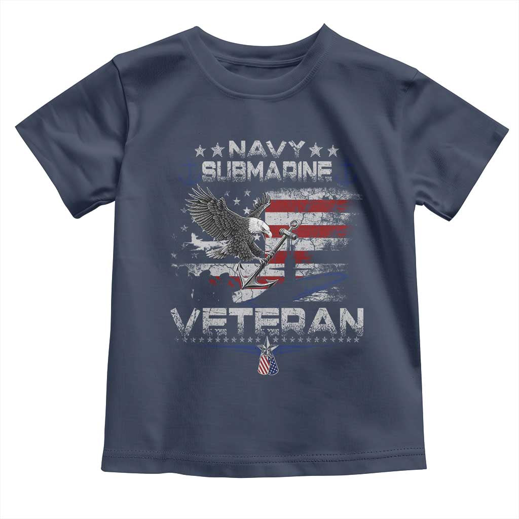 Navy Submarine Veteran Toddler T Shirt Military Patriotic Vintage American Flag TS11 Navy Print Your Wear