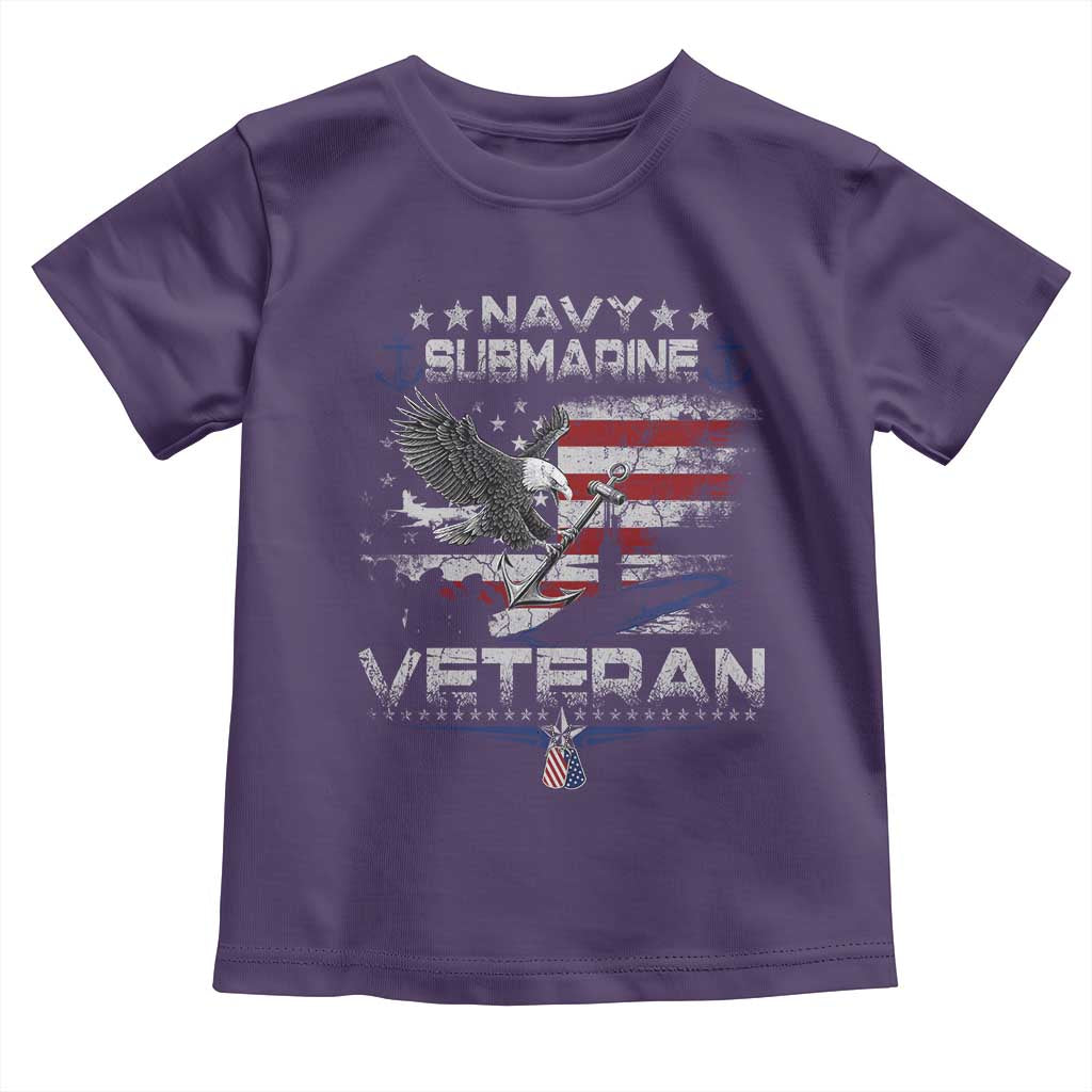 Navy Submarine Veteran Toddler T Shirt Military Patriotic Vintage American Flag TS11 Purple Print Your Wear