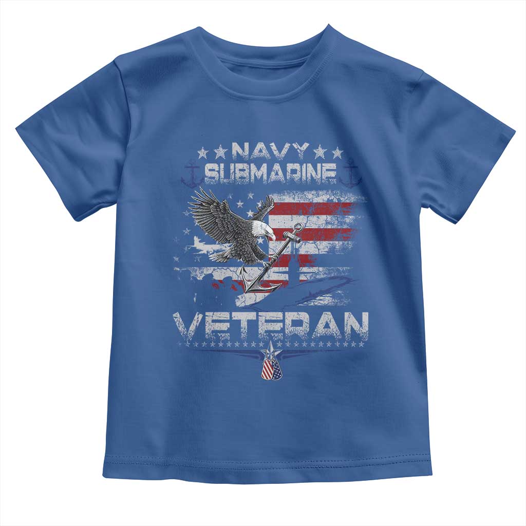 Navy Submarine Veteran Toddler T Shirt Military Patriotic Vintage American Flag TS11 Royal Blue Print Your Wear