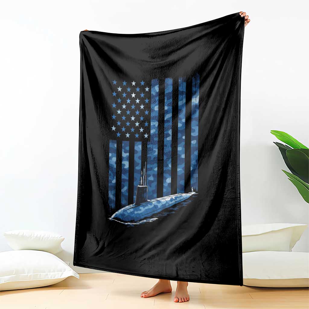Patriotic Submarine Veteran Throw Blanket Submariner Vintage Camo American Flag TS11 Print Your Wear