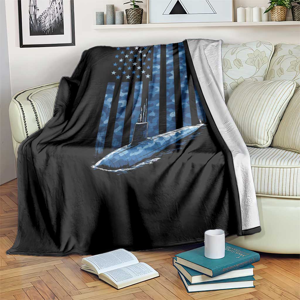 Patriotic Submarine Veteran Throw Blanket Submariner Vintage Camo American Flag TS11 Print Your Wear