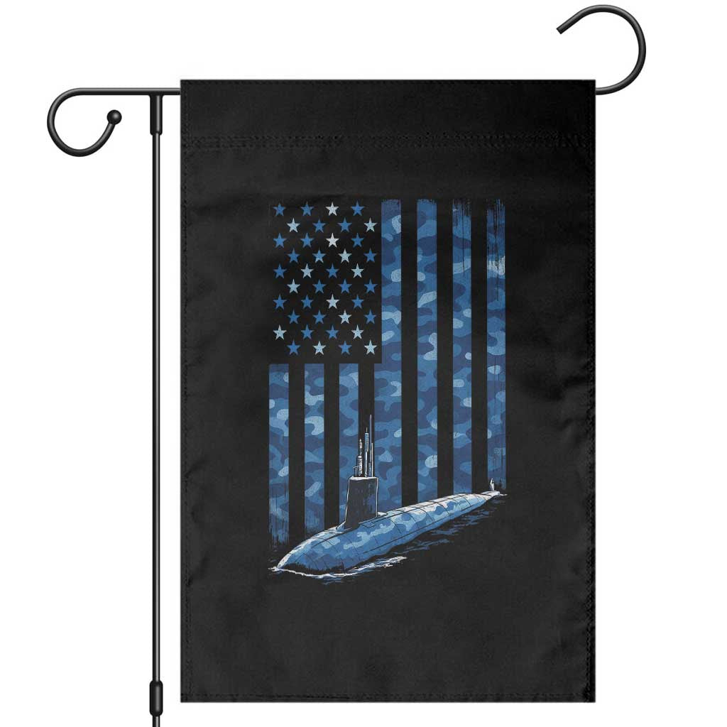Patriotic Submarine Veteran Garden Flag Submariner Vintage Camo American Flag TS11 Black Print Your Wear