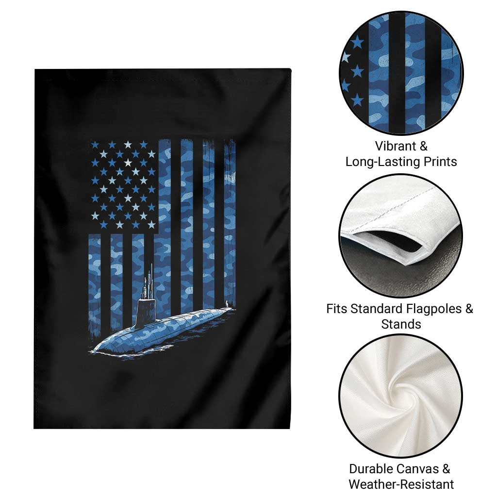Patriotic Submarine Veteran Garden Flag Submariner Vintage Camo American Flag TS11 Print Your Wear