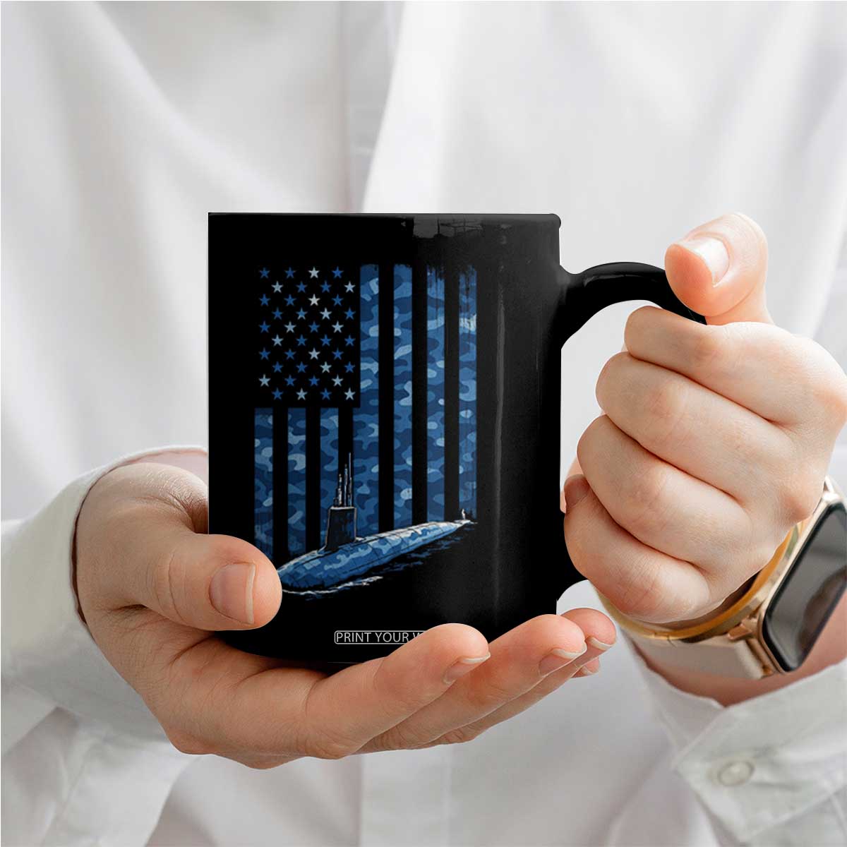 Patriotic Submarine Veteran Coffee Mug Submariner Vintage Camo American Flag TS11 Print Your Wear