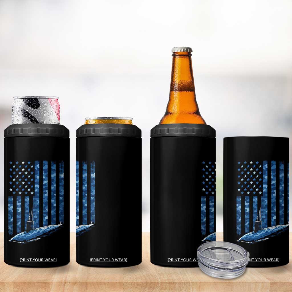 Patriotic Submarine Veteran 4 in 1 Can Cooler Tumbler Submariner Vintage Camo American Flag TS11 Print Your Wear