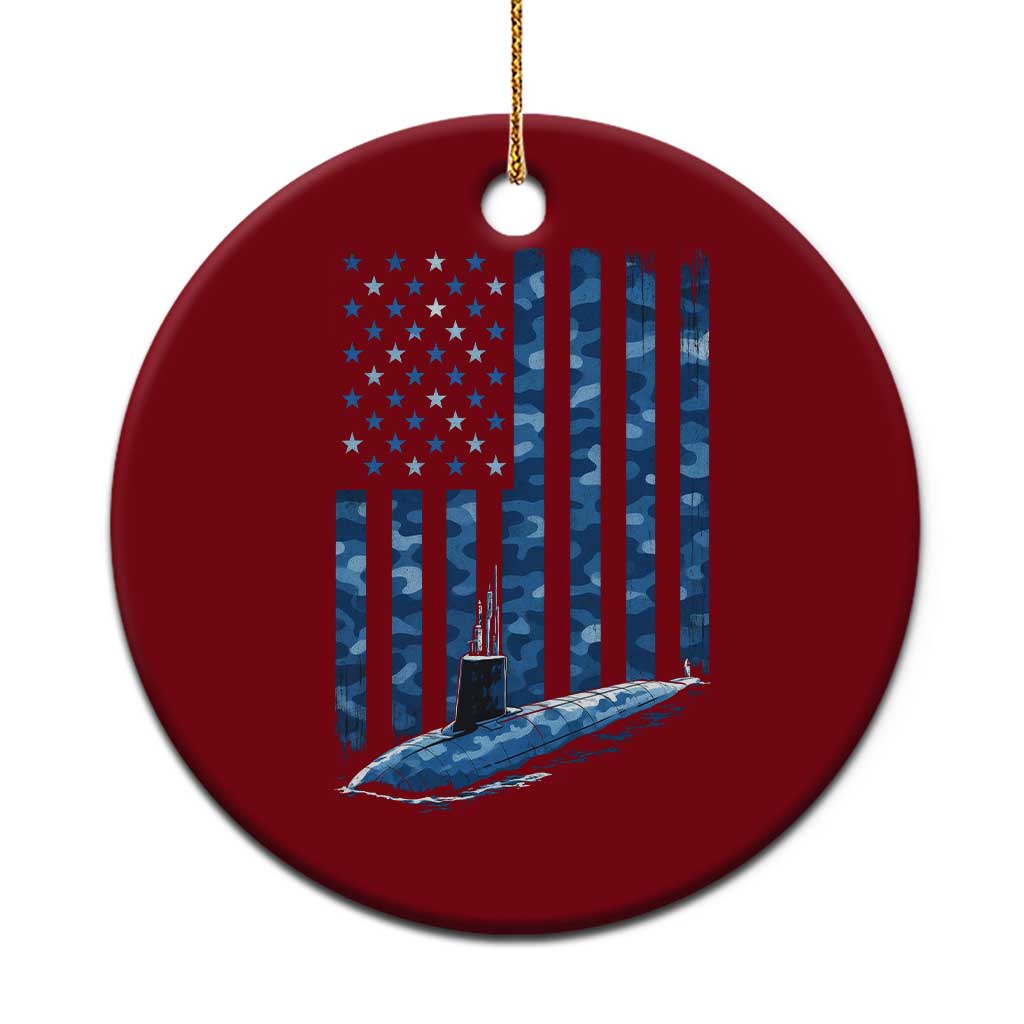 Patriotic Submarine Veteran Ceramic Ornament Submariner Vintage Camo American Flag TS11 1pc Red Print Your Wear