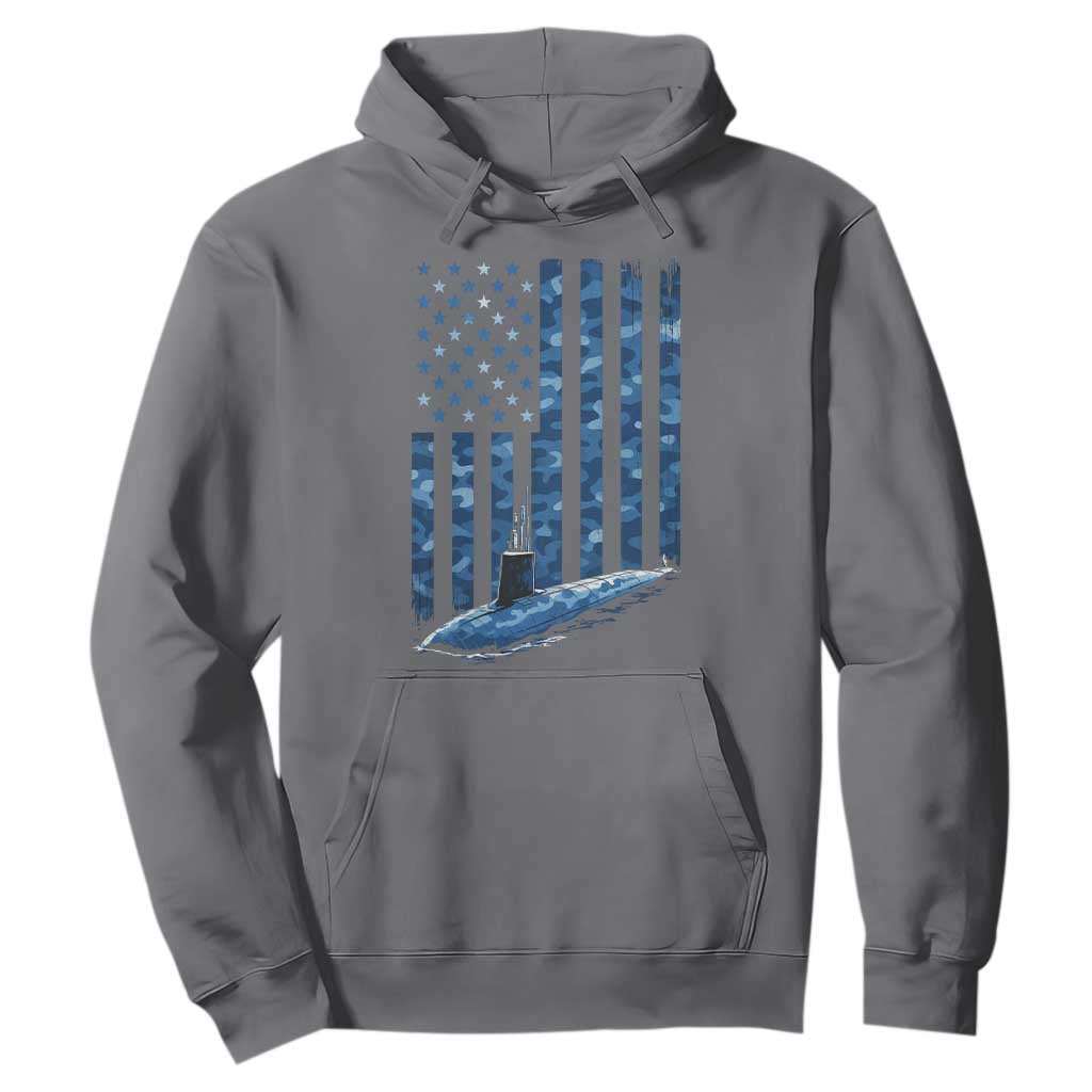 Patriotic Submarine Veteran Hoodie Submariner Vintage Camo American Flag TS11 Charcoal Print Your Wear