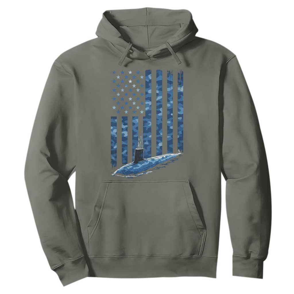 Patriotic Submarine Veteran Hoodie Submariner Vintage Camo American Flag TS11 Military Green Print Your Wear