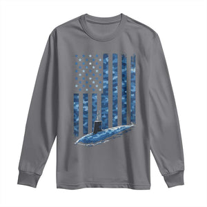 Patriotic Submarine Veteran Long Sleeve Shirt Submariner Vintage Camo American Flag TS11 Charcoal Print Your Wear