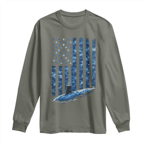 Patriotic Submarine Veteran Long Sleeve Shirt Submariner Vintage Camo American Flag TS11 Military Green Print Your Wear
