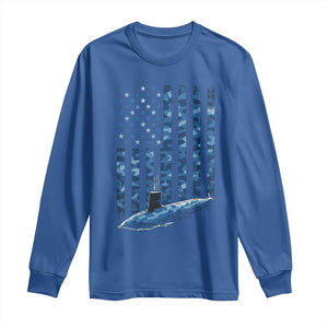 Patriotic Submarine Veteran Long Sleeve Shirt Submariner Vintage Camo American Flag TS11 Royal Blue Print Your Wear