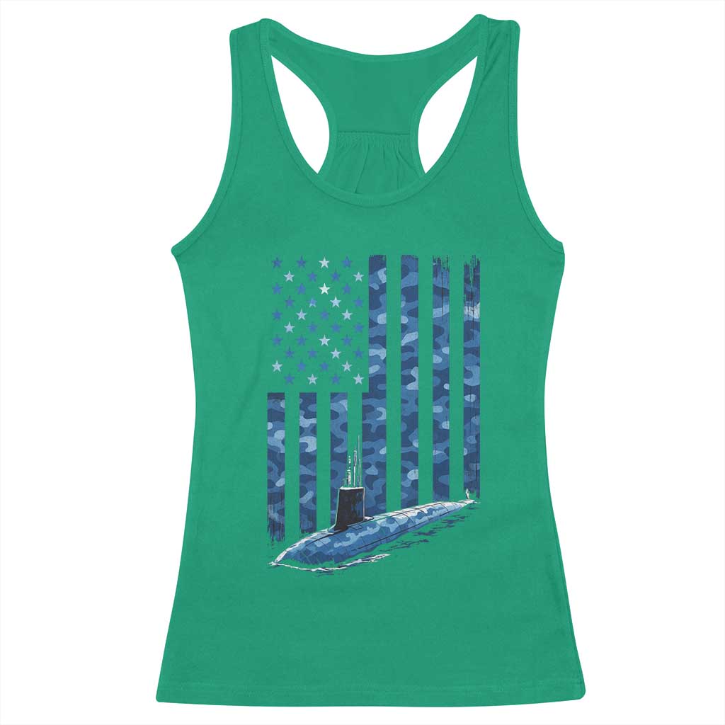 Patriotic Submarine Veteran Racerback Tank Top Submariner Vintage Camo American Flag TS11 Irish Green Print Your Wear