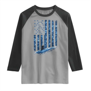 Patriotic Submarine Veteran Raglan Shirt Submariner Vintage Camo American Flag TS11 Sport Gray Black Print Your Wear