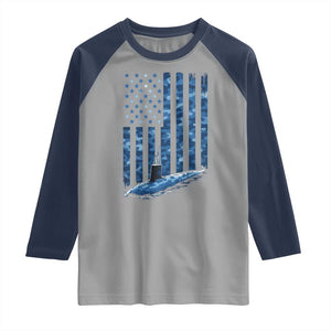 Patriotic Submarine Veteran Raglan Shirt Submariner Vintage Camo American Flag TS11 Sport Gray Navy Print Your Wear