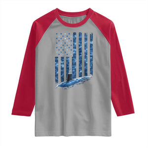 Patriotic Submarine Veteran Raglan Shirt Submariner Vintage Camo American Flag TS11 Sport Gray Red Print Your Wear