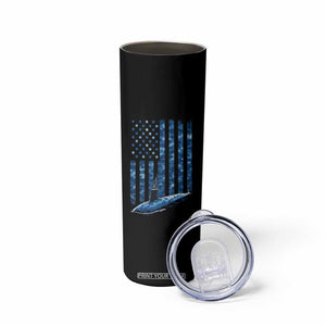 Patriotic Submarine Veteran Skinny Tumbler Submariner Vintage Camo American Flag TS11 Print Your Wear