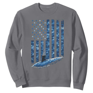 Patriotic Submarine Veteran Sweatshirt Submariner Vintage Camo American Flag TS11 Charcoal Print Your Wear