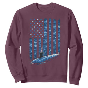 Patriotic Submarine Veteran Sweatshirt Submariner Vintage Camo American Flag TS11 Maroon Print Your Wear