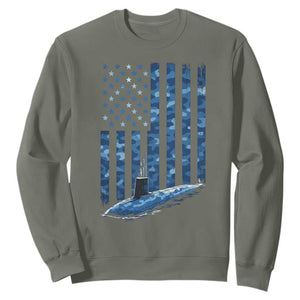Patriotic Submarine Veteran Sweatshirt Submariner Vintage Camo American Flag TS11 Military Green Print Your Wear