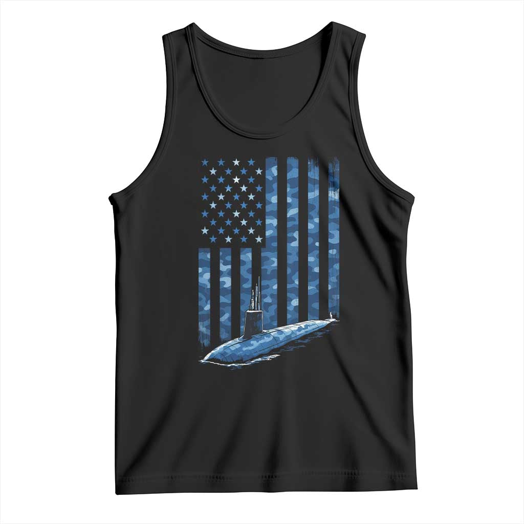 Patriotic Submarine Veteran Tank Top Submariner Vintage Camo American Flag TS11 Black Print Your Wear