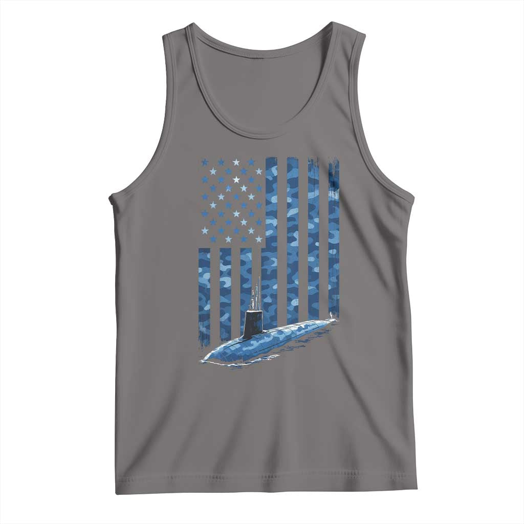 Patriotic Submarine Veteran Tank Top Submariner Vintage Camo American Flag TS11 Deep Heather Print Your Wear