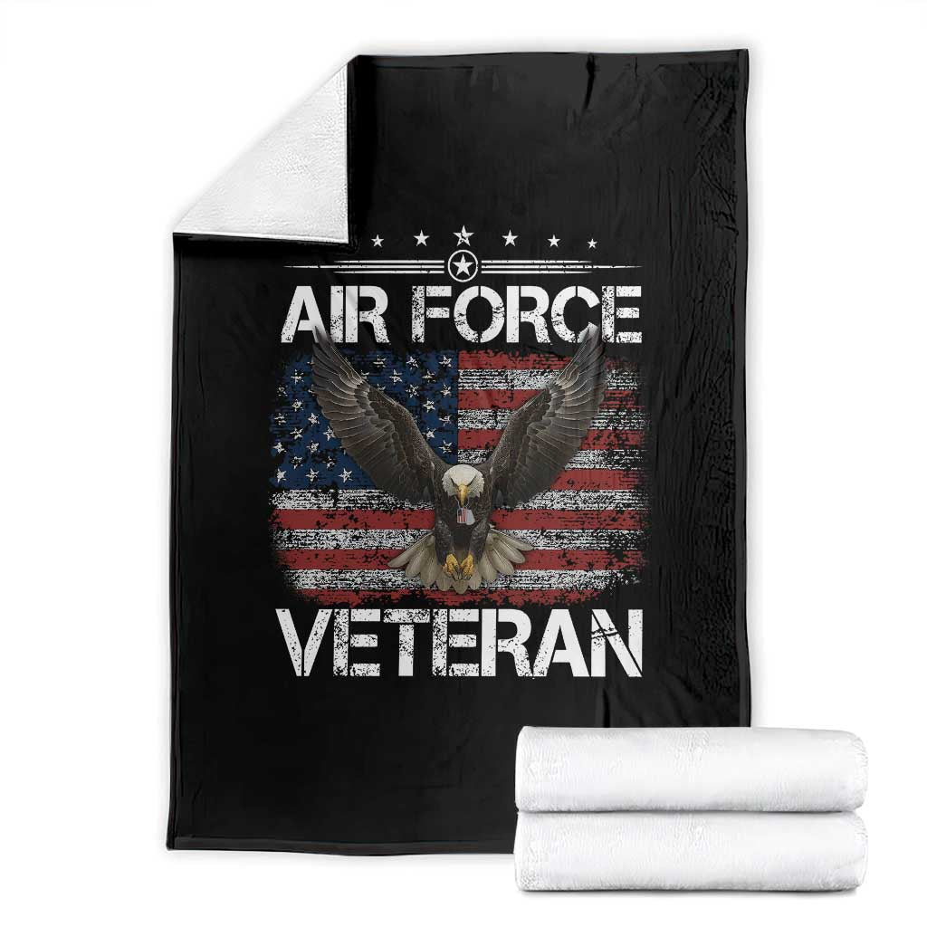 Air Force Veteran Throw Blanket Bald Eagle Vintage American Flag TS11 Black Print Your Wear