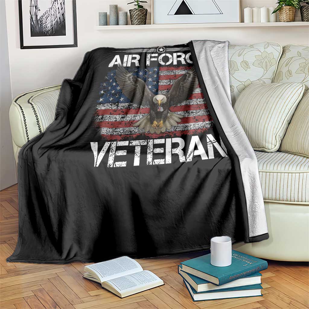 Air Force Veteran Throw Blanket Bald Eagle Vintage American Flag TS11 Print Your Wear