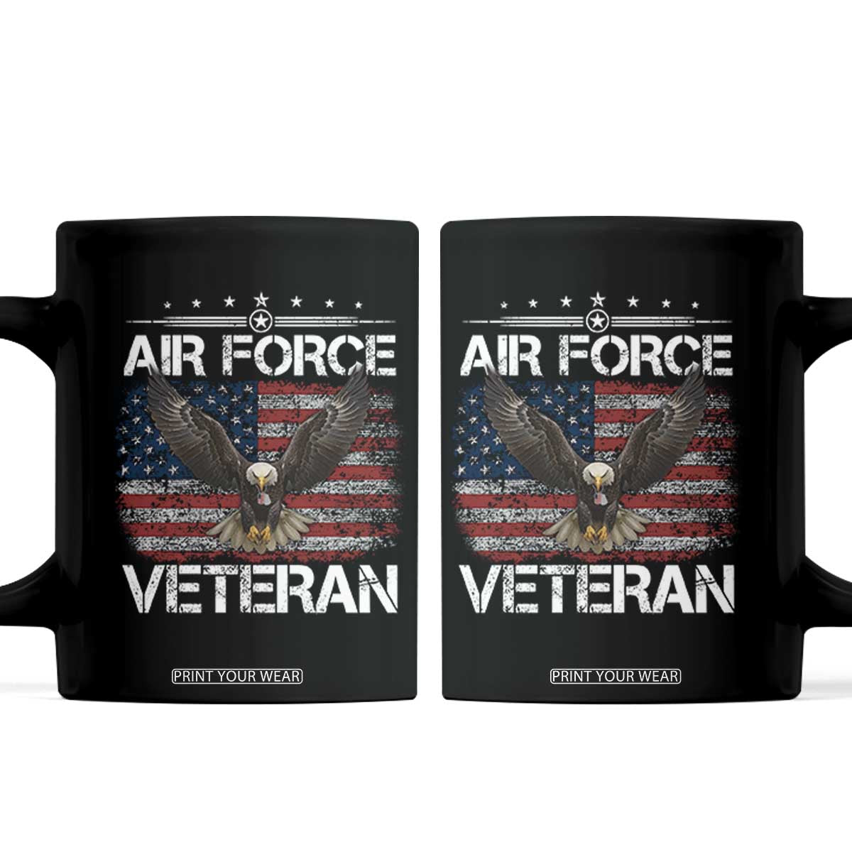Air Force Veteran Coffee Mug Bald Eagle Vintage American Flag TS11 Black Print Your Wear