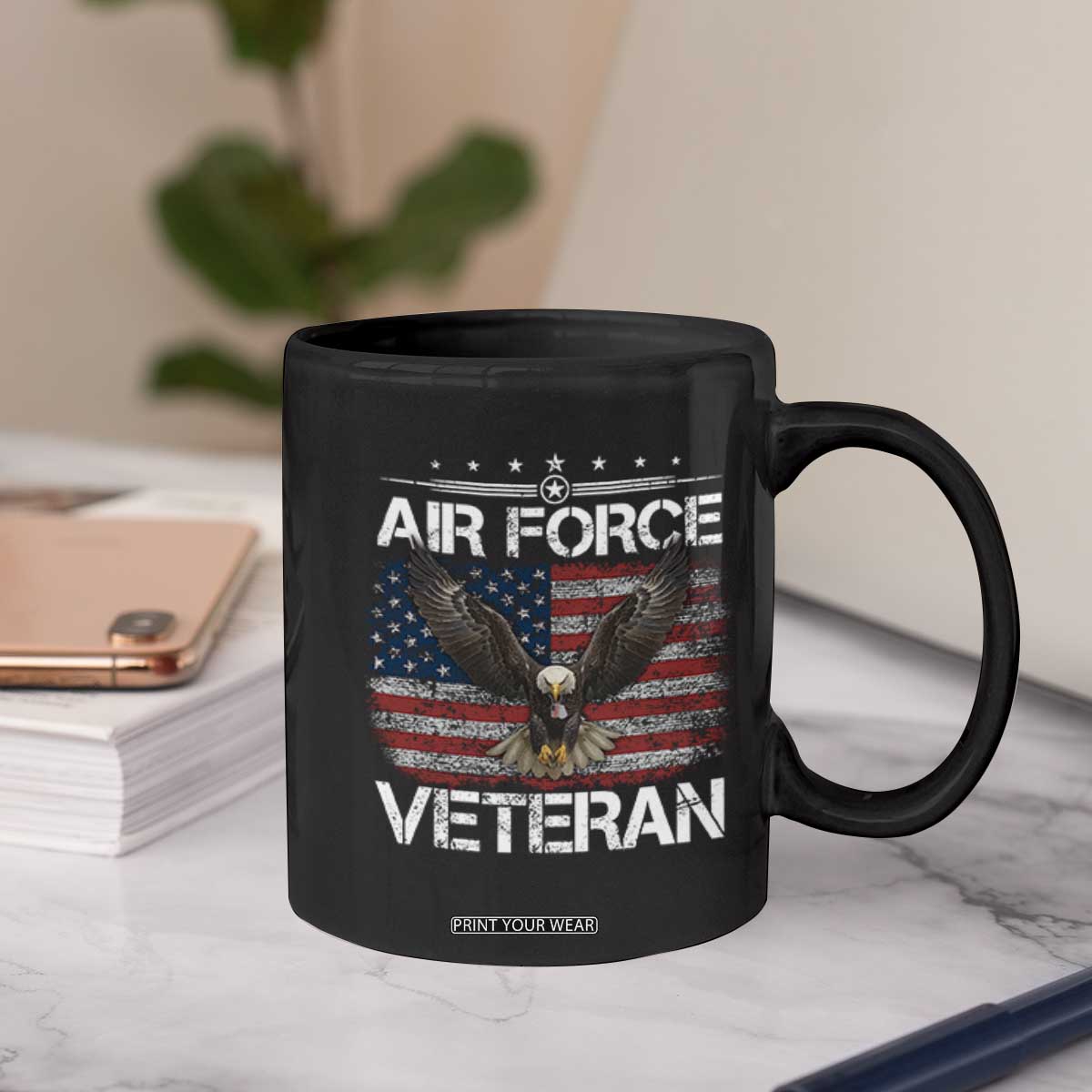 Air Force Veteran Coffee Mug Bald Eagle Vintage American Flag TS11 Print Your Wear