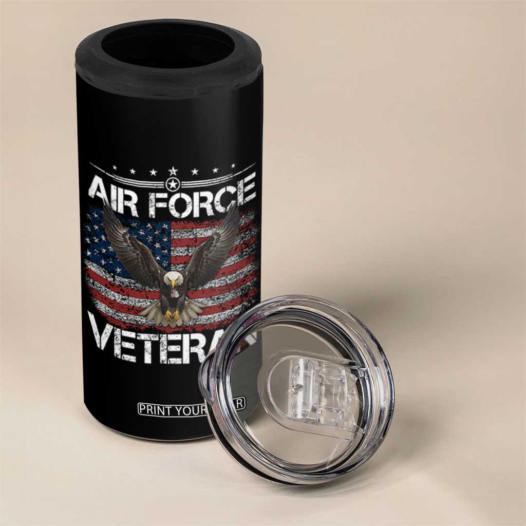 Air Force Veteran 4 in 1 Can Cooler Tumbler Bald Eagle Vintage American Flag TS11 Print Your Wear