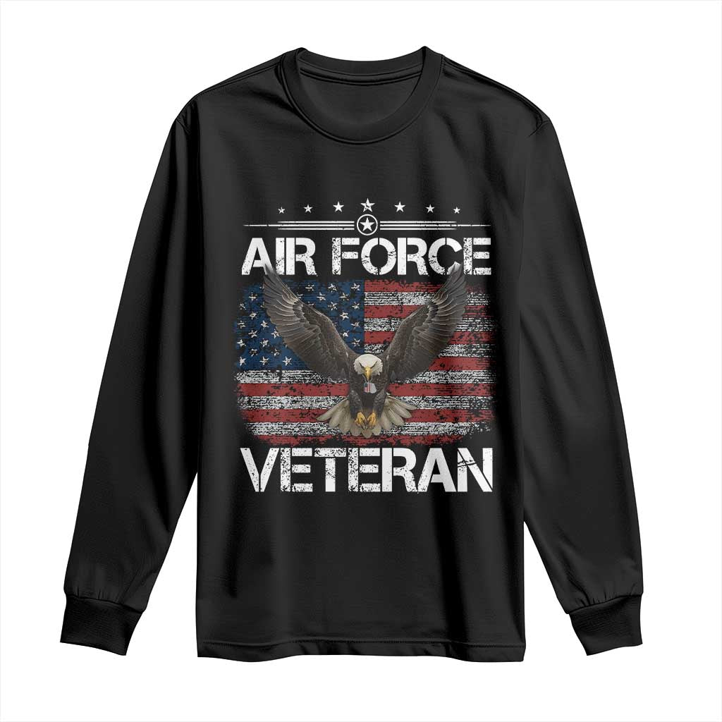 Air Force Veteran Long Sleeve Shirt Bald Eagle Vintage American Flag TS11 Black Print Your Wear